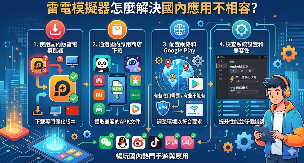 雷電模擬器怎麼解決國內應用不相容？